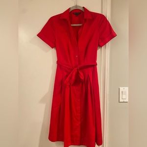 Red brooks brothers dress, belted, 4, cotton